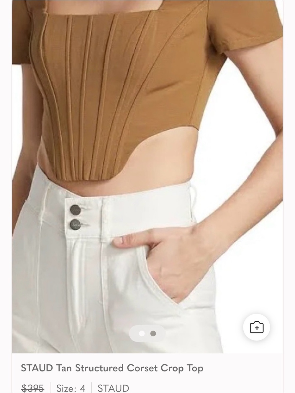 STAUD Caramel Structured Corset Crop Top